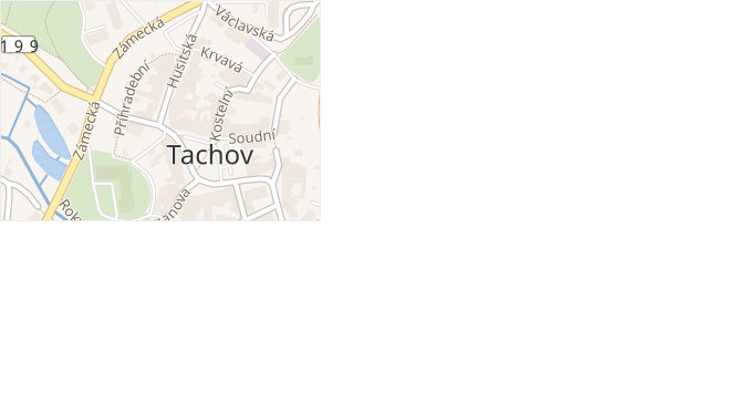Husitská v obci Tachov - mapa ulice
