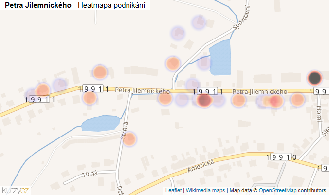 Mapa Petra Jilemnického - Firmy v ulici.