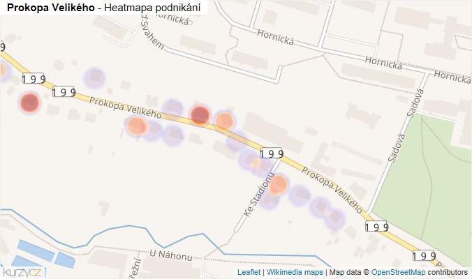 Mapa Prokopa Velikého - Firmy v ulici.