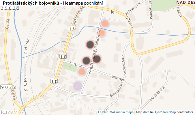 Mapa Protifašistických bojovníků - Firmy v ulici.