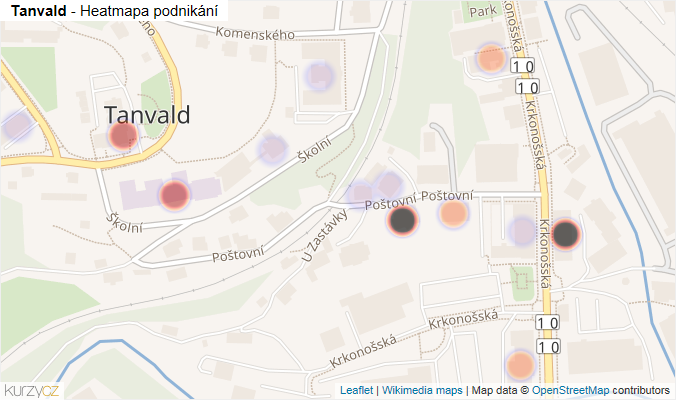 Mapa Tanvald - Firmy v části obce.