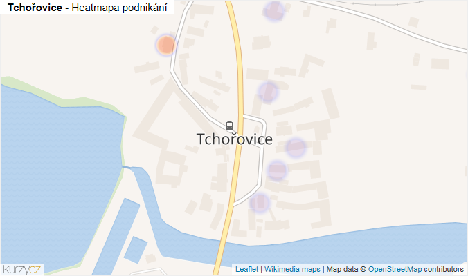 Mapa Tchořovice - Firmy v části obce.