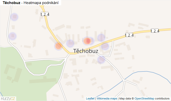 Mapa Těchobuz - Firmy v části obce.