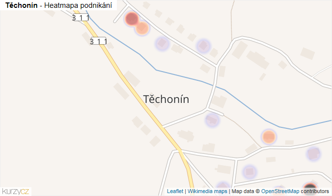 Mapa Těchonín - Firmy v části obce.