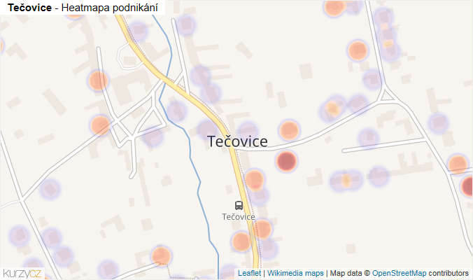 Mapa Tečovice - Firmy v části obce.