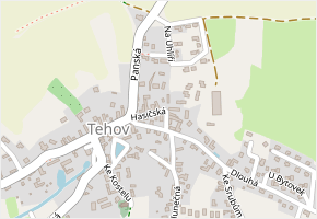 Hasičská v obci Tehov - mapa ulice