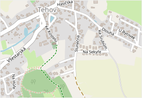 Slunečná v obci Tehov - mapa ulice