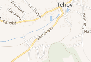 Všestarská v obci Tehov - mapa ulice