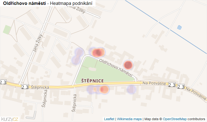 Mapa Oldřichovo náměstí - Firmy v ulici.