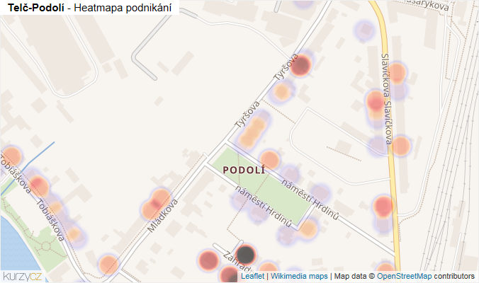 Mapa Telč-Podolí - Firmy v části obce.