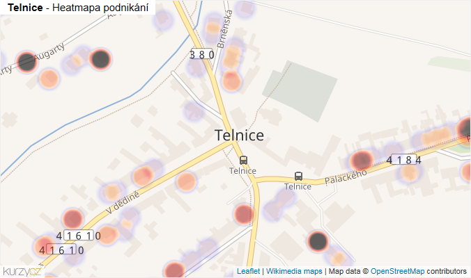 Mapa Telnice - Firmy v části obce.