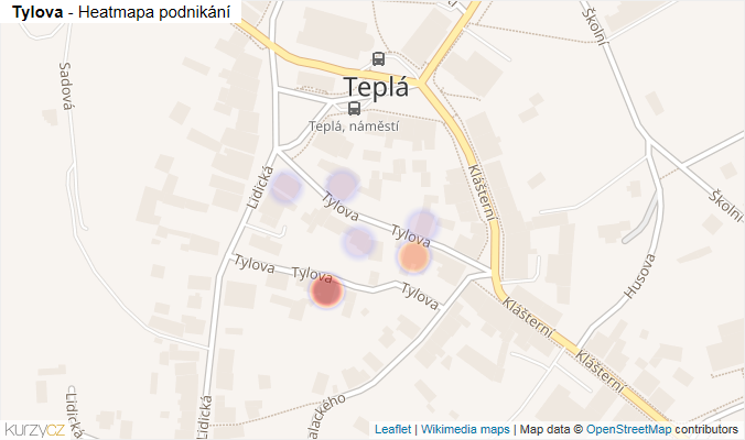 Mapa Tylova - Firmy v ulici.