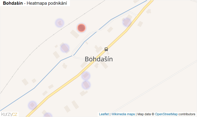 Mapa Bohdašín - Firmy v části obce.
