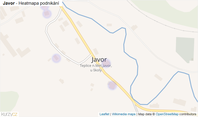 Mapa Javor - Firmy v části obce.