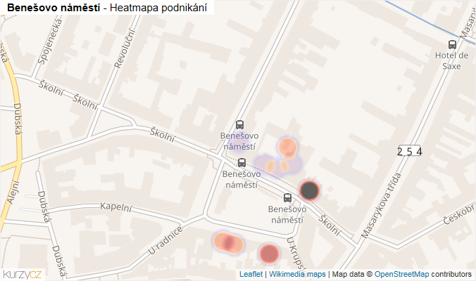 Mapa Benešovo náměstí - Firmy v ulici.