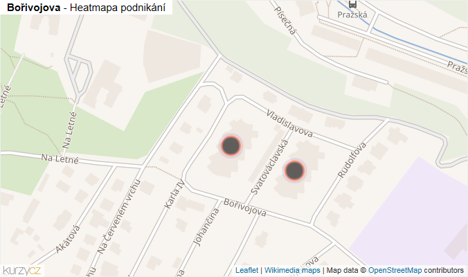 Mapa Bořivojova - Firmy v ulici.