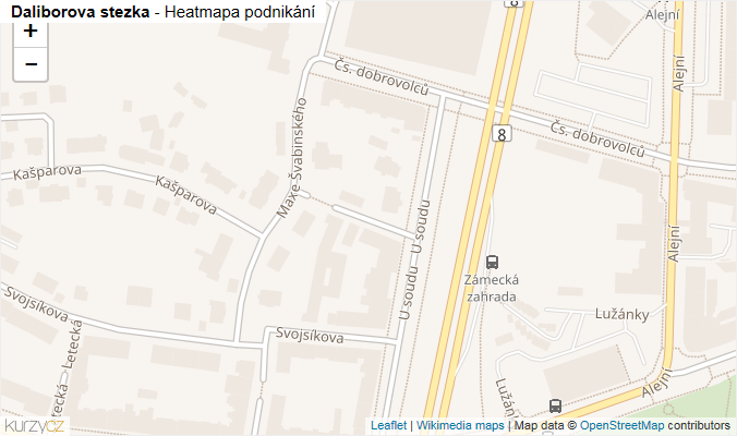 Mapa Daliborova stezka - Firmy v ulici.
