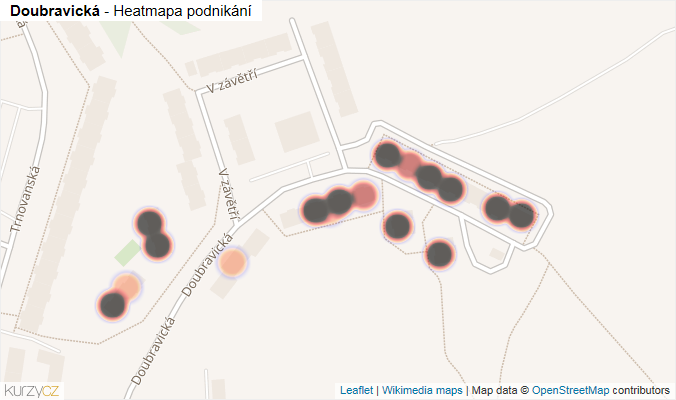 Mapa Doubravická - Firmy v ulici.