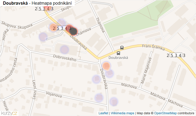 Mapa Doubravská - Firmy v ulici.