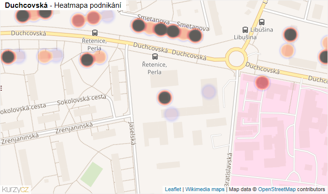 Mapa Duchcovská - Firmy v ulici.