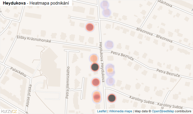 Mapa Heydukova - Firmy v ulici.