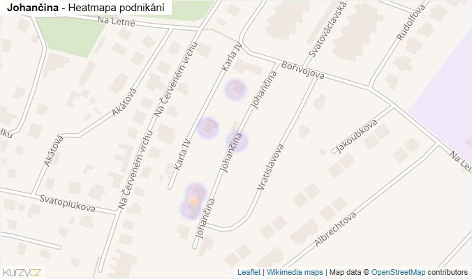 Mapa Johančina - Firmy v ulici.