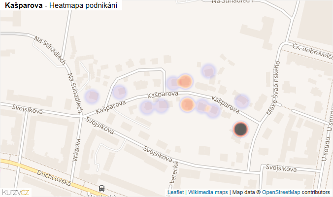 Mapa Kašparova - Firmy v ulici.