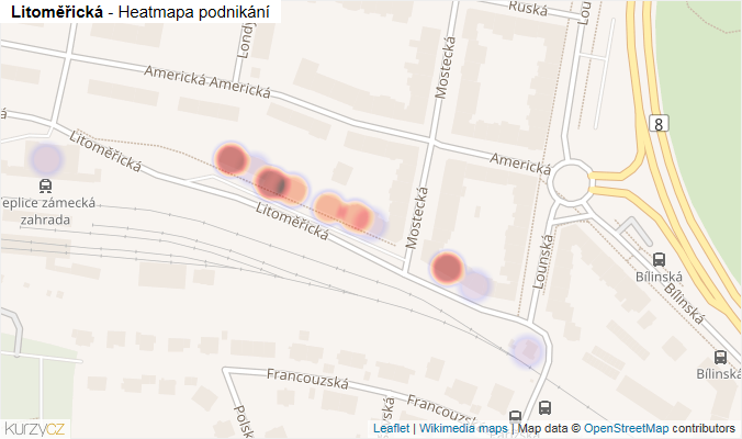 Mapa Litoměřická - Firmy v ulici.