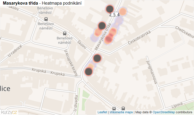 Mapa Masarykova třída - Firmy v ulici.