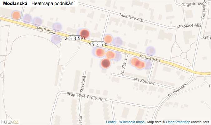Mapa Modlanská - Firmy v ulici.
