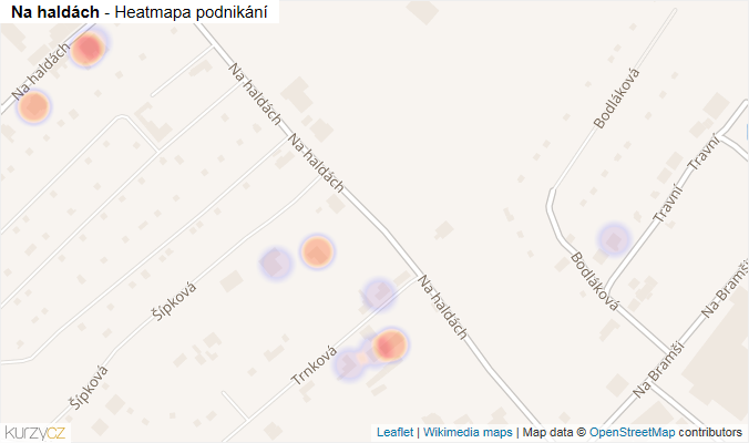 Mapa Na haldách - Firmy v ulici.