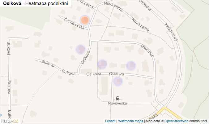 Mapa Osiková - Firmy v ulici.