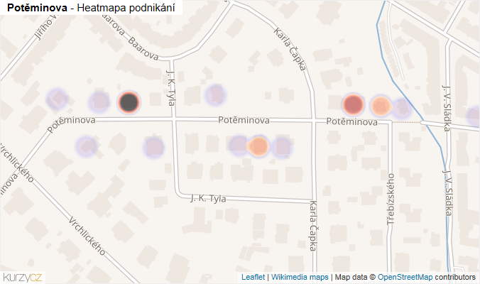 Mapa Potěminova - Firmy v ulici.