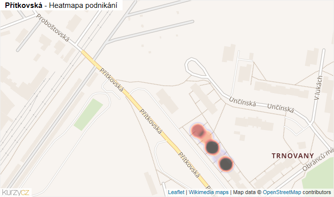 Mapa Přítkovská - Firmy v ulici.