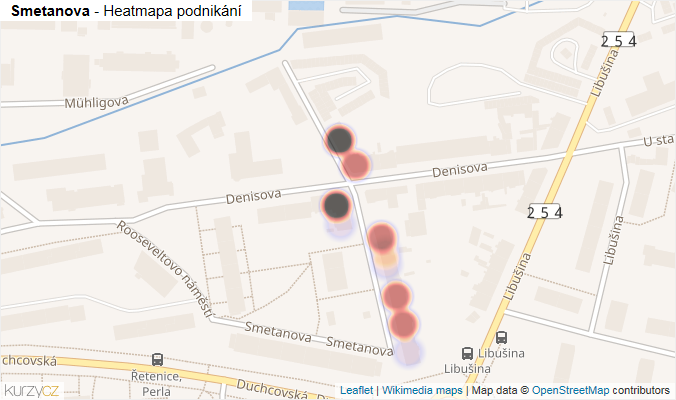 Mapa Smetanova - Firmy v ulici.