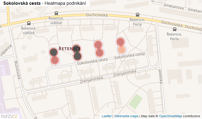 Mapa Sokolovská cesta - Firmy v ulici.