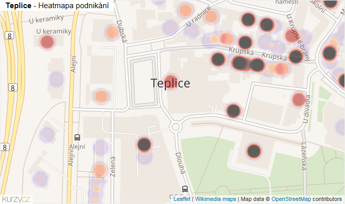 Mapa Teplice - Firmy v části obce.