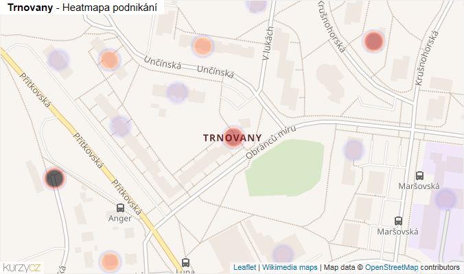 Mapa Trnovany - Firmy v části obce.