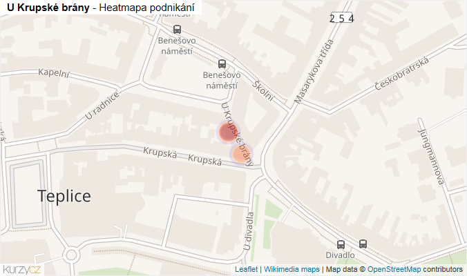 Mapa U Krupské brány - Firmy v ulici.