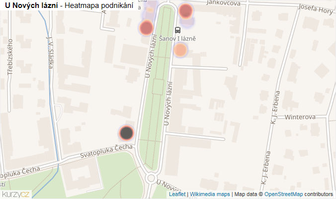 Mapa U Nových lázní - Firmy v ulici.