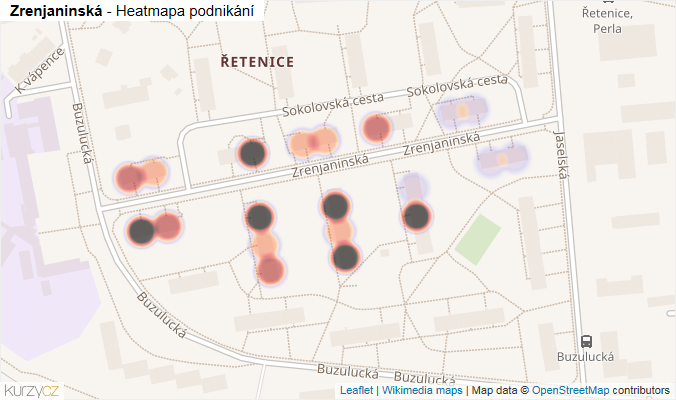 Mapa Zrenjaninská - Firmy v ulici.