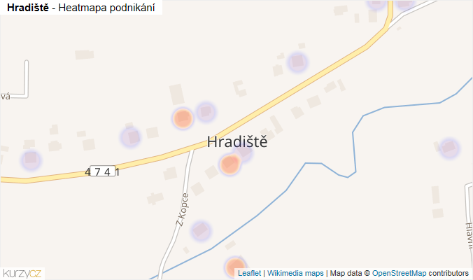 Mapa Hradiště - Firmy v části obce.