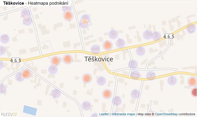 Mapa Těškovice - Firmy v části obce.