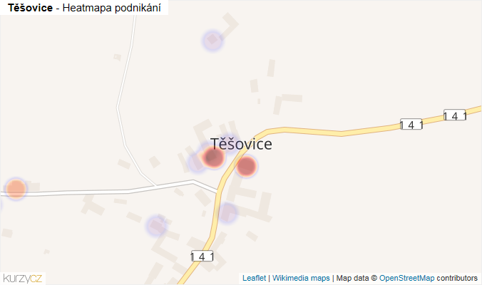 Mapa Těšovice - Firmy v části obce.