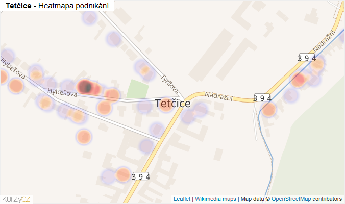 Mapa Tetčice - Firmy v části obce.