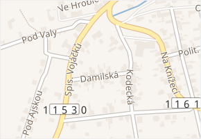 Damilská v obci Tetín - mapa ulice