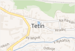 Tetín v obci Tetín - mapa části obce