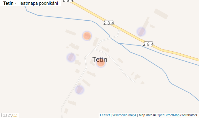 Mapa Tetín - Firmy v části obce.
