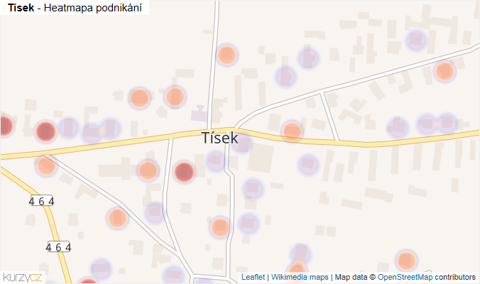 Mapa Tísek - Firmy v části obce.