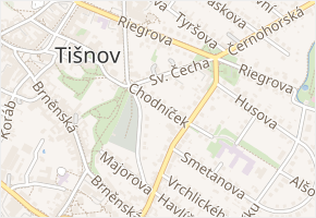 Chodníček v obci Tišnov - mapa ulice